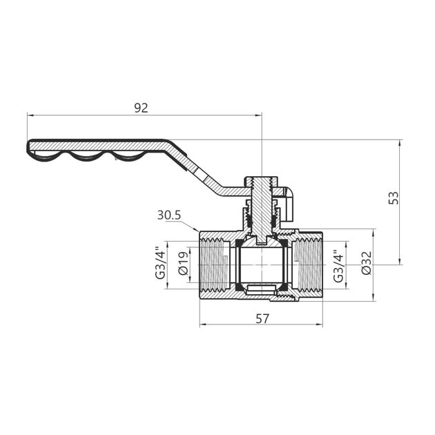Кран шаровой SD Plus 3/4" ВР для газа (рычаг) SD600NG20PN40, фото , изображение 2 | SNABZHENIE.com.ua