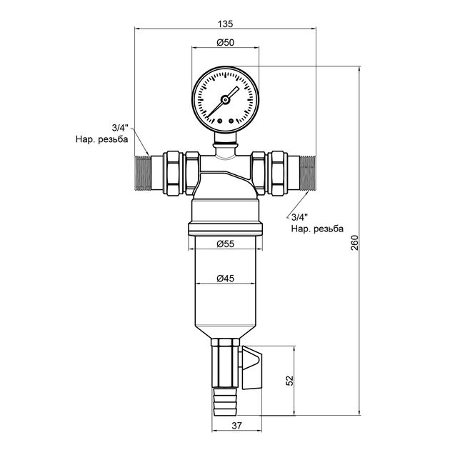 Фильтр самопромывной Thermo Alliance Standar 3/4" тонкой очистки SF127W20, фото , зображення 2 | SNABZHENIE.com.ua