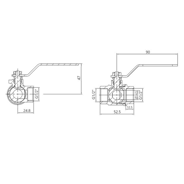 Thermo Alliance Standart Кран шаровой трехходовой 1/2"ВВВ SD310W15, фото , изображение 2 | SNABZHENIE.com.ua