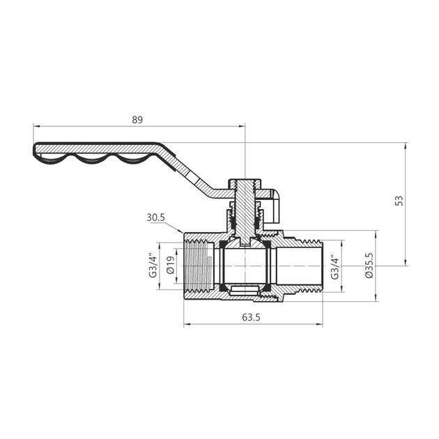 Кран шаровой SD Plus 3/4" ВН для газа (рычаг) SD605G20, фото , изображение 2 | SNABZHENIE.com.ua