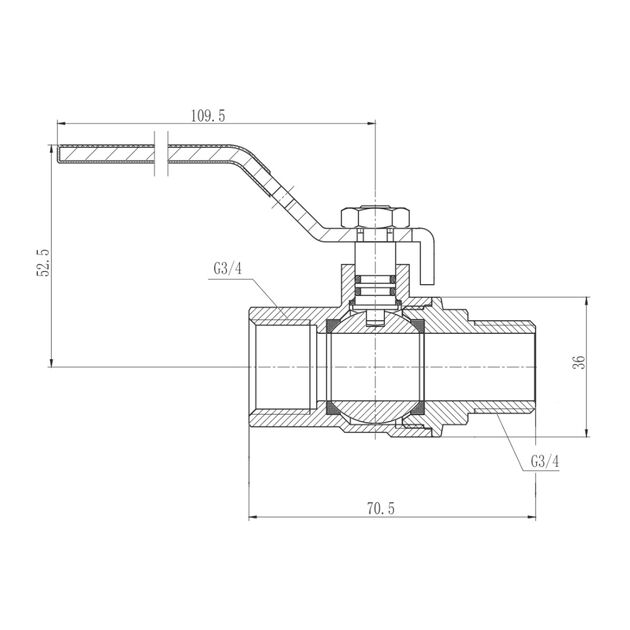 Кран шаровой Thermo Alliance Forte 3/4" ВН для газа (ручка) SF605G20, фото , зображення 2 | SNABZHENIE.com.ua