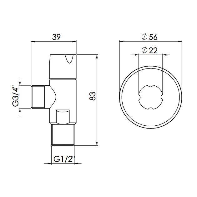 Кран угловой Thermo Alliance Standart (ручка круглая) с керам.буксой 1/2"Н х 3/4"Н SF342W1520, фото , зображення 2 | SNABZHENIE.com.ua
