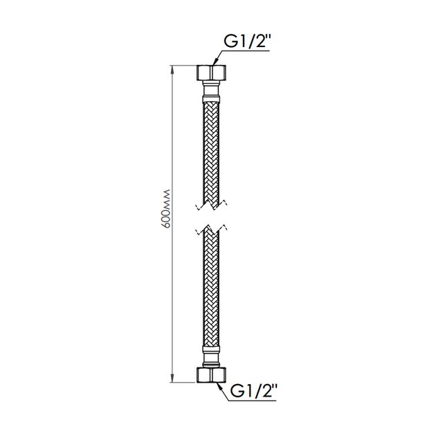 Шланг для воды Thermo Alliance Standart 60 см NYLON 1/2"x1/2" ВВ TAS387W60, фото , изображение 2 | SNABZHENIE.com.ua