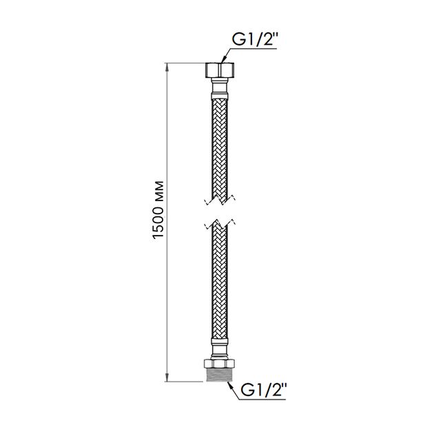 Шланг для воды Thermo Alliance Standart 150 см NYLON 1/2"x1/2" ВН TAS388W150, фото , изображение 2 | SNABZHENIE.com.ua