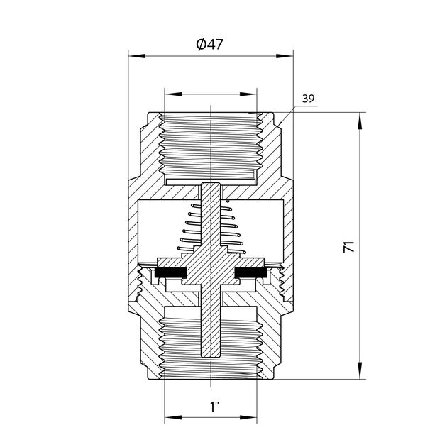 Обратний клапан Thermo Alliance Forte 1"ВВ никель с латунным штоком TAF240W25, фото , изображение 2 | SNABZHENIE.com.ua