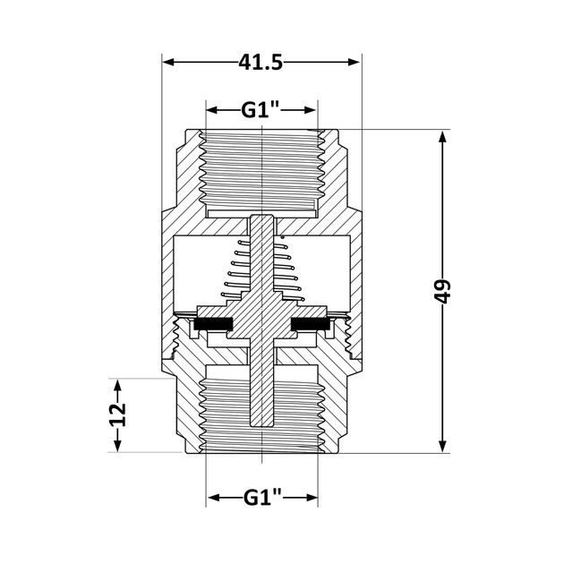 Обратний клапан Thermo Alliance Base 1"ВВ Slim с латунным штоком TAB240W25S, фото , изображение 2 | SNABZHENIE.com.ua