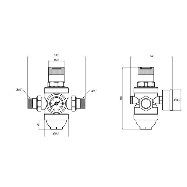 Фильтр самопромывной Thermo Alliance Forte 3/4" с редуктором для холодной воды SF128W20, фото , зображення 2 | SNABZHENIE.com.ua