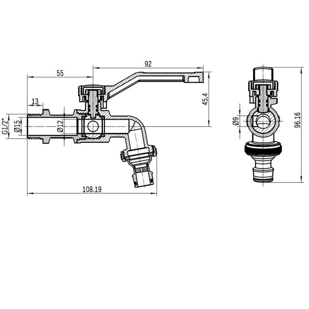 Кран шаровой поливочный Thermo Alliance Forte 1/2"Н незамерзающий TAF141W15, фото , зображення 2 | SNABZHENIE.com.ua