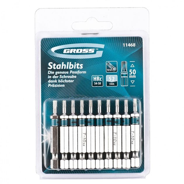 Набір біт TORX 10х50, сталь S2, 10 шт GROSS (11468G), фото  | SNABZHENIE.com.ua