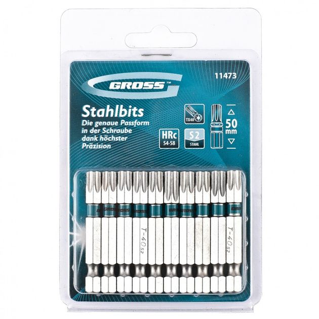 Набор бит TORX 40х50, сталь S2, 10 шт GROSS, фото  | SNABZHENIE.com.ua