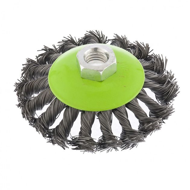 Щітка для УШМ, 100 мм, М14, тарілка, кручене сталеве дрото СИБРТЕХ (746097C), фото , зображення 3 | SNABZHENIE.com.ua