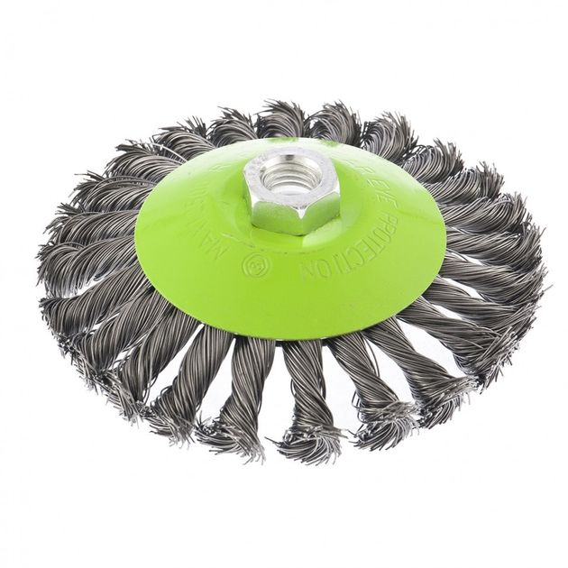 Щітка для УШМ, 125 мм, М14, тарілка, кручене сталеве дрото СИБРТЕХ (746117C), фото , зображення 2 | SNABZHENIE.com.ua