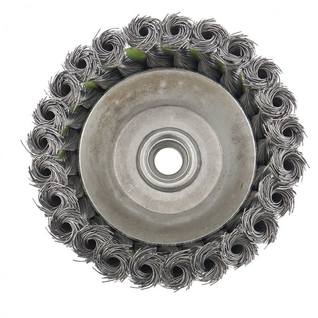 Щітка для УШМ, 125 мм, М14, чашка, кручені сталеві проволоки СИБРТЕХ (746277C), фото , зображення 3 | SNABZHENIE.com.ua