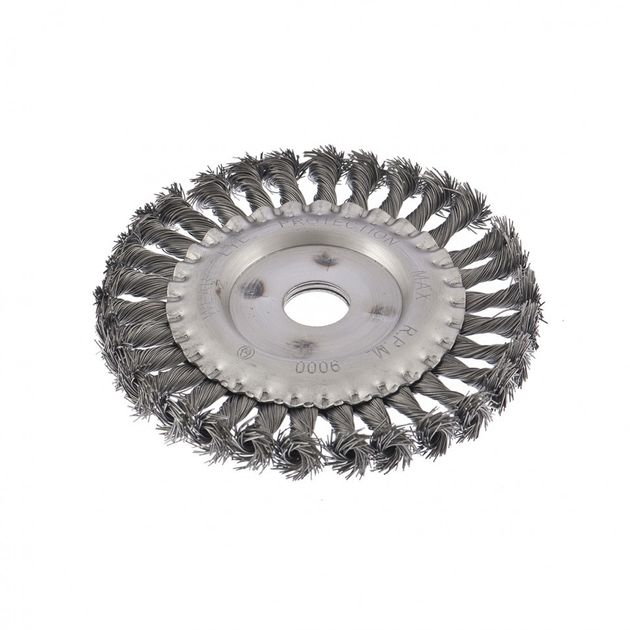 Щітка для УШМ 150 мм, посадка 22,23 мм, плоска, крученая, сталевий дріт СИБРТЕХ (746347C), фото , зображення 2 | SNABZHENIE.com.ua