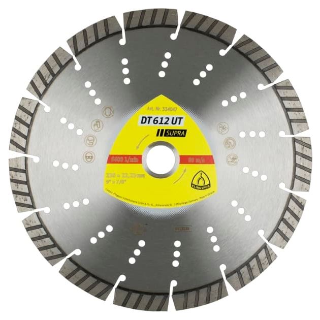 Алмазный диск KLINGSPOR DT 612 UT Supra 230x2,6x22,23 мм для бетона, фото  | SNABZHENIE.com.ua