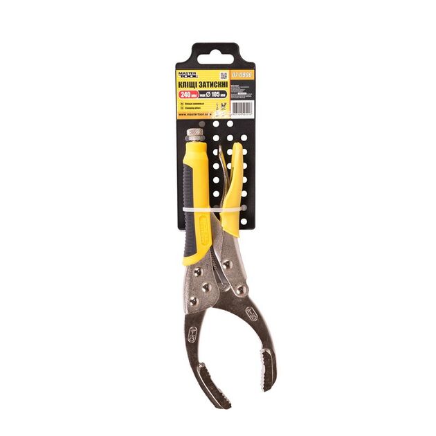 Клещи зажимные MASTERTOOL для масляного фильтра, 240 мм, 105 мм, фото , изображение 2 | SNABZHENIE.com.ua
