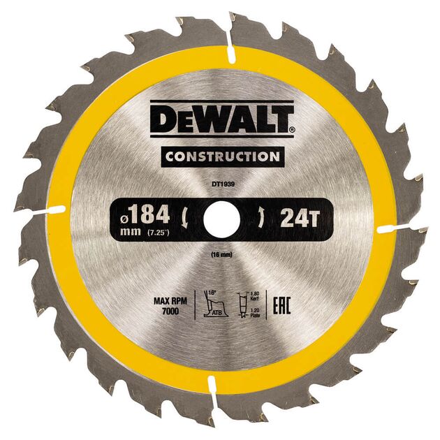 Диск пильный DeWALT DT1939 190мм 24 зуба 2.8мм., фото  | SNABZHENIE.com.ua