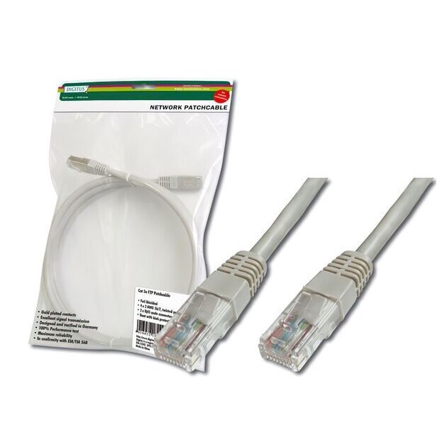 Патч-корд DIGITUS САТ 5e UTP, 0.5м, AWG 26/7, Cu, PVC, сірий, фото , изображение 2 | SNABZHENIE.com.ua