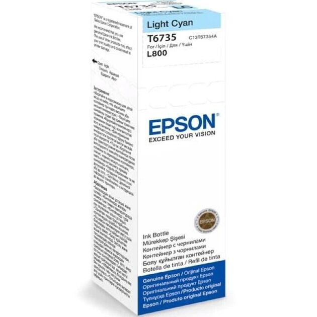 Контейнер з чорнилом Epson T6735 EcoTank L1800/L800/L800/L805/L810/L850 light cyan, фото , изображение 2 | SNABZHENIE.com.ua