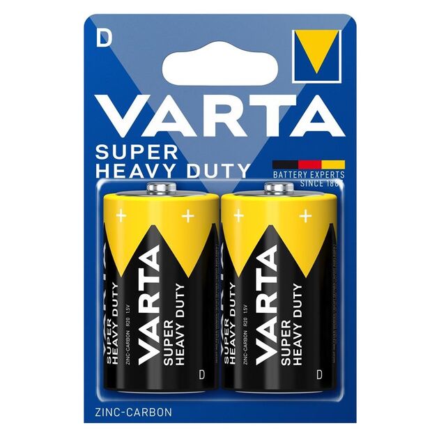Батарейка Varta Super Heavy Duty  вугільно-цинкова D BLI 2 блістер, 2 шт, фото , изображение 2 | SNABZHENIE.com.ua