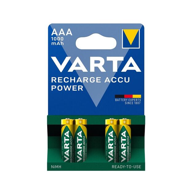 Акумулятор Varta NI-MH Power AAA 1000мА•г, 4шт, фото , изображение 2 | SNABZHENIE.com.ua