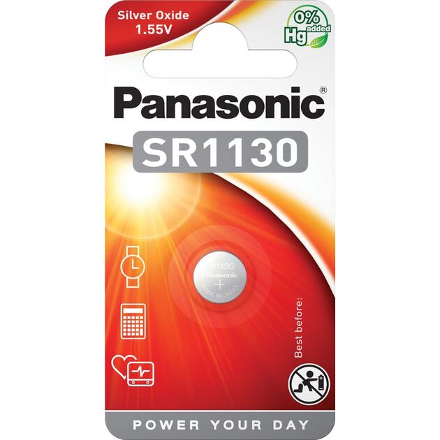 Батарейка Panasonic срібло-цинкова SR1130(390, V390, D390,SB-AU, SR54) блістер, 1 шт., фото , зображення 2 | SNABZHENIE.com.ua