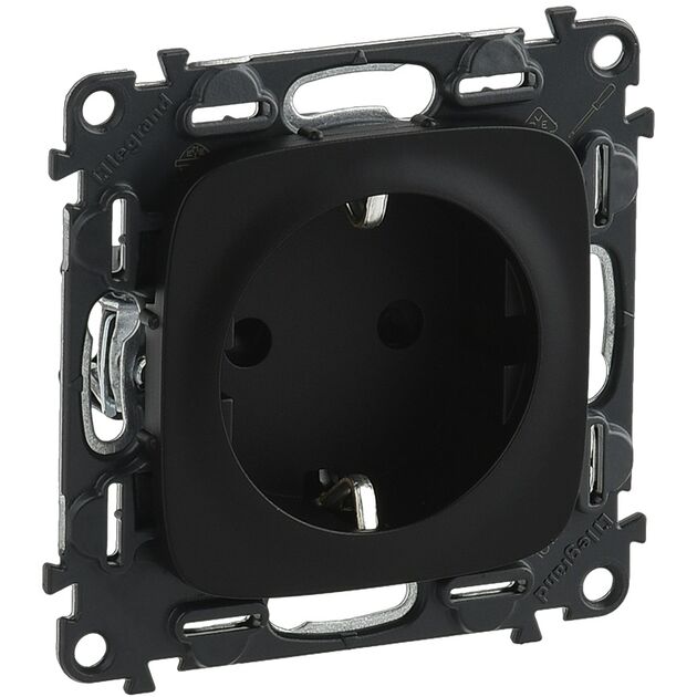 Legrand Valena ALLURE розетка силова Schuko 16А 250В[автоматичні клеми, антрацит], фото  | SNABZHENIE.com.ua