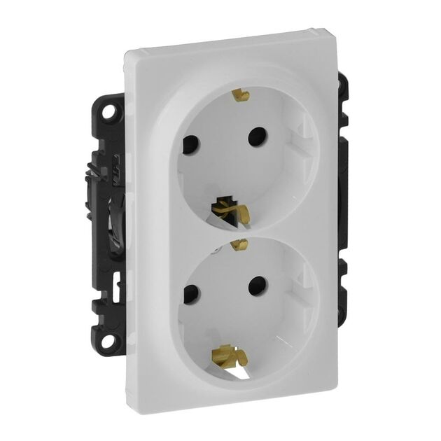 Legrand Розетка подвійна зі шторками 2К+З Valena LIFE, 16А, 250V, автоматичні клеми, білий, фото , изображение 2 | SNABZHENIE.com.ua