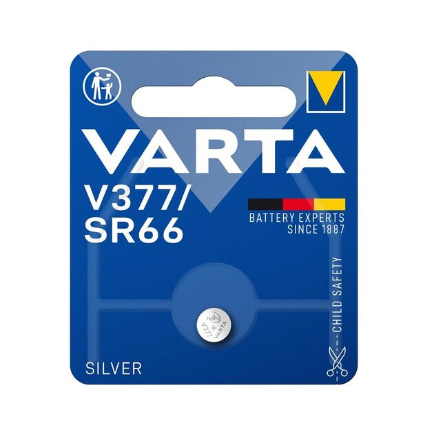 Батарейка Varta срібно-цинкова V377 (AG4, LR626, SR626SW, 177)  блістер, 1 шт, фото , изображение 2 | SNABZHENIE.com.ua