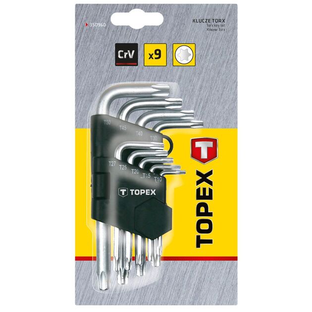 Ключі шестигранні Torx T10-T50, набір 9 шт.*1 уп. TOPEX, фото , зображення 3 | SNABZHENIE.com.ua