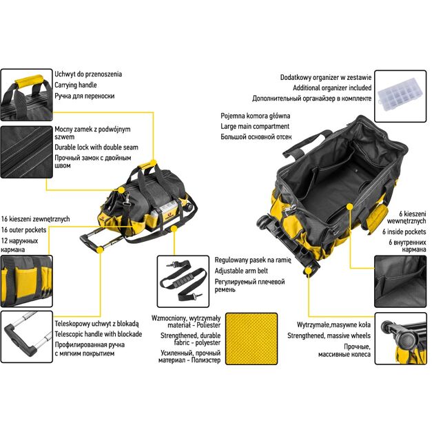 Кофр для инструмента на колесах TOPEX 79R449, фото , изображение 3 | SNABZHENIE.com.ua