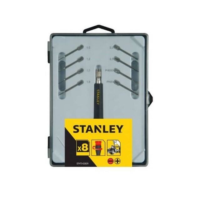 Отвертка-держатель з прецизійними насадками STANLEY SL і PH, у футлярі, 9 шт (STHT0-62629), фото  | SNABZHENIE.com.ua