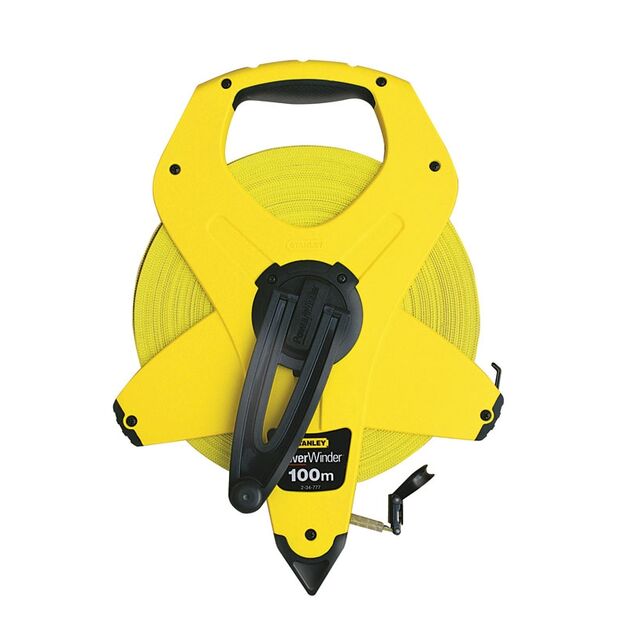 Рулетка вимірювальна STANLEY PowerWinder Fiberglass, 100 м x 12,7 мм, лента зі скловолокна, 2 клас точності (2-34-777), фото , зображення 2 | SNABZHENIE.com.ua