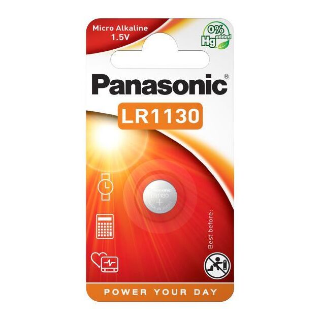 Батарейка Panasonic лужна LR1130(389, V10GA, AG10, RW49, G10, GP89A, LR54) блістер, 1 шт., фото , изображение 2 | SNABZHENIE.com.ua