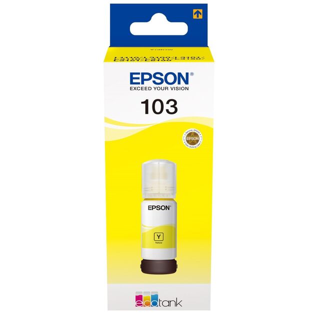 Контейнер з чорнилом Epson 103 EcoTank L1110/L1250/L3100/L3101/L3110/L3150/L3151/L3156/L3200/L3201/L3250/L3251/L3256/L3260/L3266/L3550/L3560/L5190/L5590/L5290  yellow, фото  | SNABZHENIE.com.ua