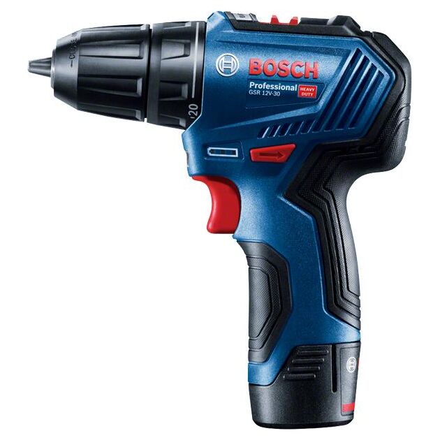 Bosch Шурупокрут-дриль акумуляторний GSR 12V-30, 12В 2х2Аг, 18/30 Нм, 20+1, 420/1600об/хв, ЗП, кейс, набір оснастки, 0.89 кг, фото , изображение 2 | SNABZHENIE.com.ua