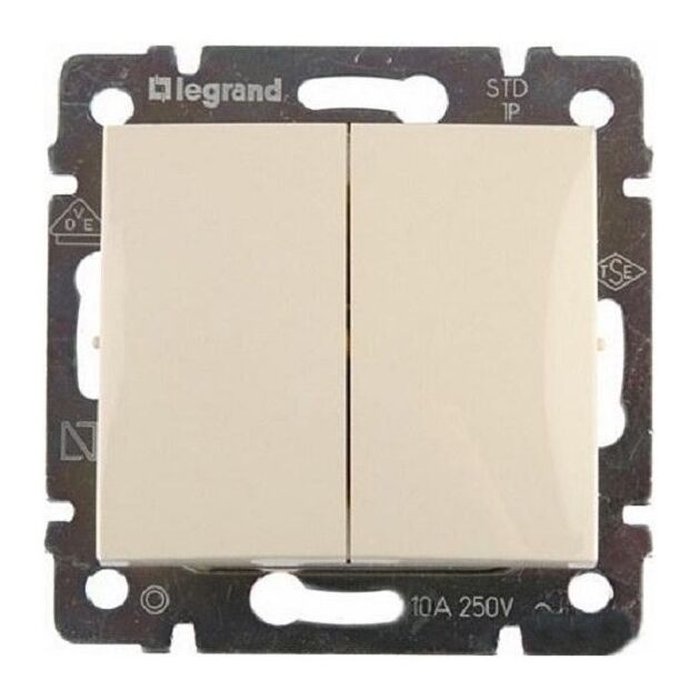 Legrand Вимикач двоклавішний 10АХ 250 автоматичні клеми (Valena Classic)[слонова кістка], фото  | SNABZHENIE.com.ua