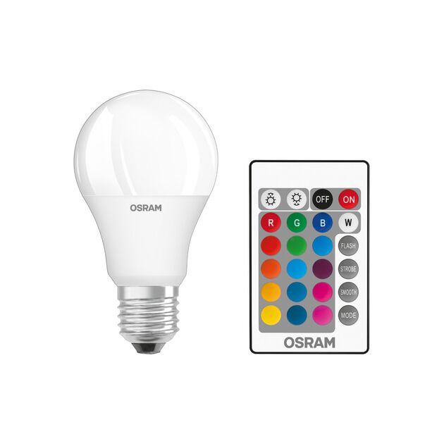 Osram Лампа LED E27 RGB 9Вт 2700К 806Лм пульт ДУ A60, фото , изображение 3 | SNABZHENIE.com.ua