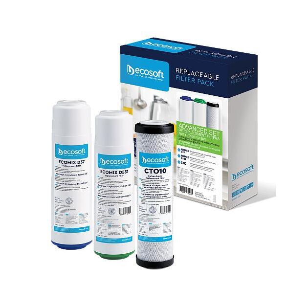 Комплект картриджів Ecosoft 1-2-3 Premium, видаляє жорсткість, хлор, важкі метали, феноли, фото , изображение 2 | SNABZHENIE.com.ua