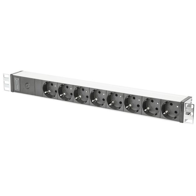 Digitus Пристрій розподілу електроживлення 1U, 8xSchuko, 10A, 250V, запобіжник, вилка C14, фото , изображение 2 | SNABZHENIE.com.ua