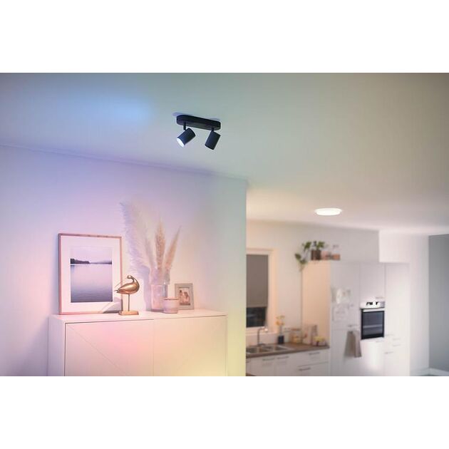 WiZ Світильник точковий накладний розумний IMAGEO Spots, 2х5W, 2200-6500K, RGB, Wi-Fi, чорний, фото , зображення 3 | SNABZHENIE.com.ua