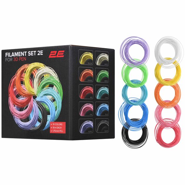 Картридж 2E для 3D ручки PCL, 1.75мм, 10шт, мікс, фото , изображение 2 | SNABZHENIE.com.ua
