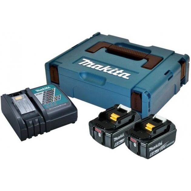 Makita Набір акумуляторів + зарядний пристрій 198116-4, LXT BL1860B x 2шт (18В, 6Ач) + DC18RC, кейс Makpac, фото , зображення 2 | SNABZHENIE.com.ua