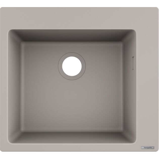 Мийка кухонна Hansgrohe S51, граніт, квадрат, без крила, 560х510х190мм, чаша - 1, накладна, S510-F450, сірий бетон, фото , зображення 2 | SNABZHENIE.com.ua