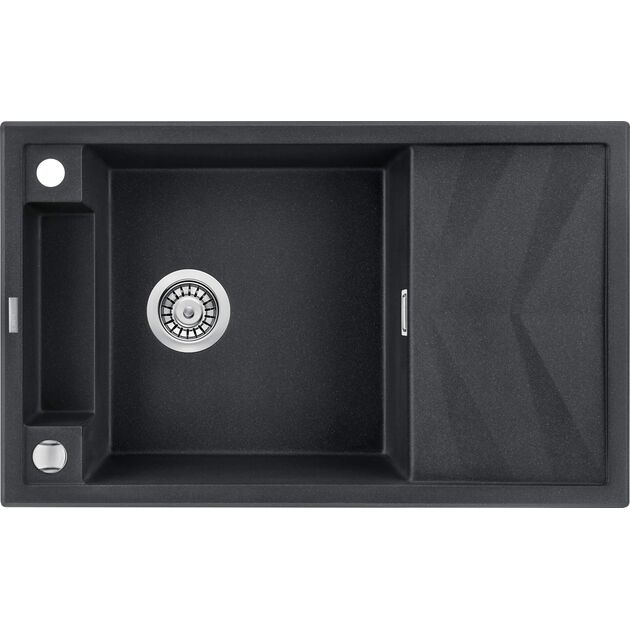 Мийка кухонна Deante Magnetic, граніт, прямокутник, з крилом, 820х500х219мм, чаша - 1, накладна, металічний графіт, фото  | SNABZHENIE.com.ua
