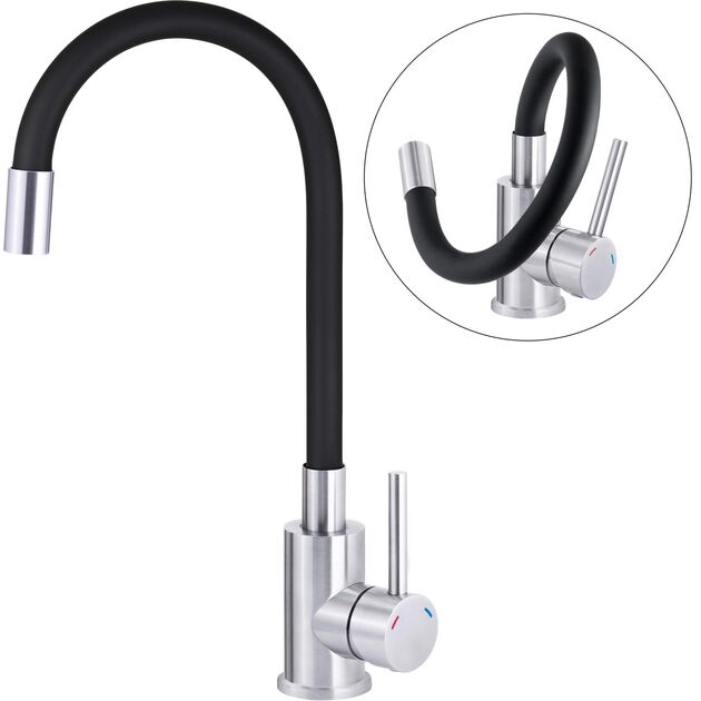 Набір для кухні Deante Corio, гранітна мийка ZRC_2113 + зміш. BME_024N, графіт-сталь-чорний, фото , изображение 3 | SNABZHENIE.com.ua