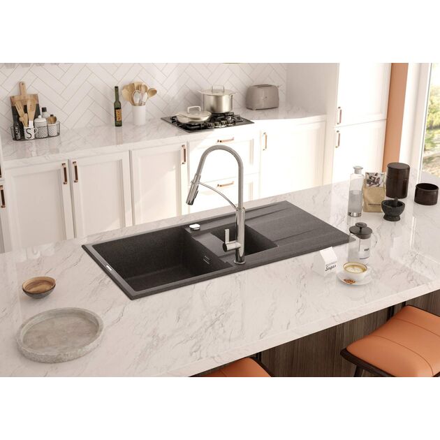 Змішувач для кухні Deante Gerbera, довж.виливу - 212мм, витяжний, 1важіль, хром, фото , зображення 3 | SNABZHENIE.com.ua