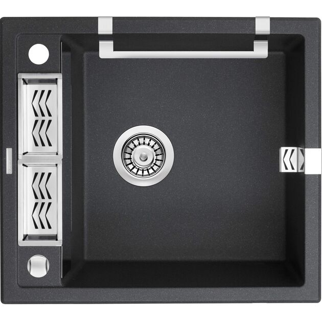 Мийка кухонна Deante Magnetic, граніт, квадрат, без крила, 560х500х219мм, чаша - 1, накладна, металічний графіт, фото , изображение 3 | SNABZHENIE.com.ua