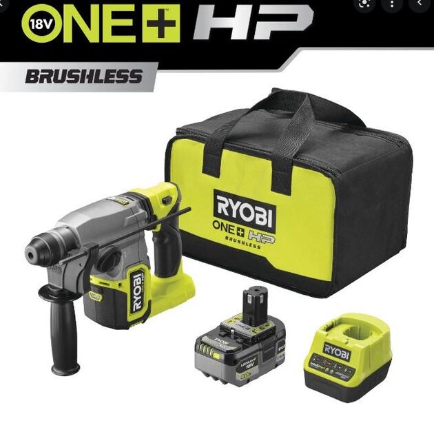 Ryobi Перфоратор акумуляторний RSDS18X-1C40S SDS-plus ONE+ 18В НР акб 1х4А·год 4Дж 3.2кг 4 режими, фото , изображение 3 | SNABZHENIE.com.ua