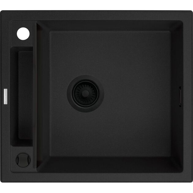 Мийка кухонна Deante Magnetic, граніт, квадрат, без крила, 560х500х219мм, чаша - 1, накладна, чорний матовий, фото , изображение 2 | SNABZHENIE.com.ua